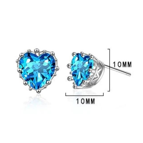 *NEW 925 Sterling Silver Diamond Heart Earrings - Picture 8 of 10